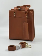 New Mark & Graham Essential Wine Tote - CAMEL Leather Bag