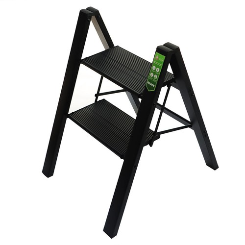 Taburete plegable portátil ligero de aluminio con pedal antideslizante ancho - Imagen 9 de 12