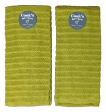Set of 2 PEAR Green Textured Terry Kitchen Towels by Kay Dee Designs