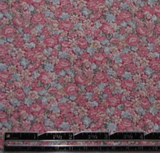 BTY, Vintage Pink / Peach Blue Calico Floral Cotton Quilters Fabric Peter Pan