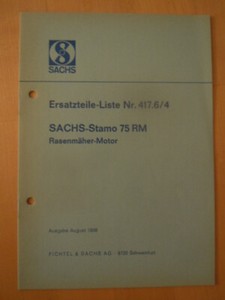 SACHS  STAMO  75 RM  Ersatzteileliste  Ersatzteil Liste 1968  Rasenmäher