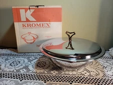 Kromex Deep Dish Covered Casserole with Pyrex Bowl No 580-21 NEW with Box 
