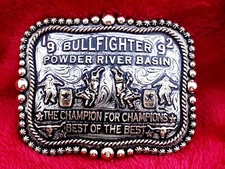 Rodeo Trophy Champion Bullfighter Buckle☆Powder River Basin☆1992☆RARE☆937
