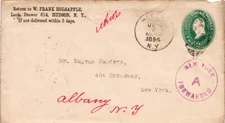 New York New York A Forwarded 1894 violet circle  1857-1947  Postal Stationery E