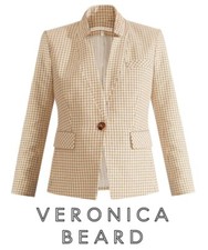 VERONICA BEARD Dickey Jacket Women sz 12 Ivory Camel Plaid FARLEY Blazer NWT