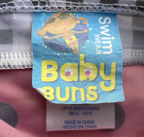 Baby Buns Swim Wear Infant Girl Size 3-6 Month Ladybug Swimsuit Black Red flaws - Picture 2 of 12