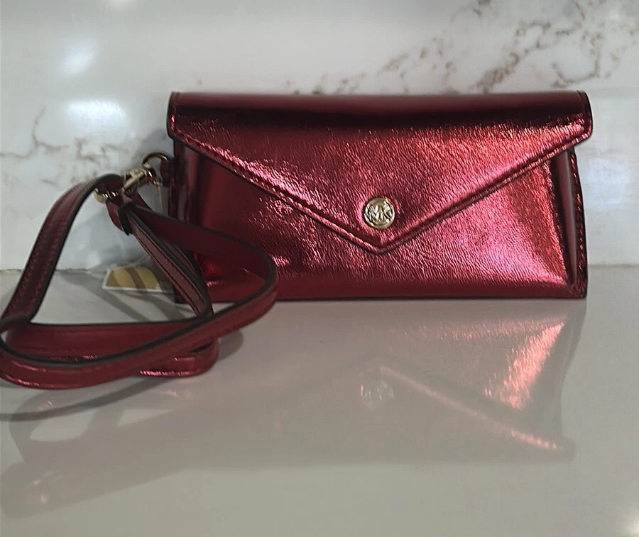 Michael Kors Jet Set custodia occhiali da sole con cordino rosso cremisi