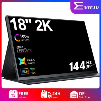 EVICIV UGame K118 - 144Hz 18,0 Pollici 2K Monitor Portatile HDMI Tipo C 100%DCI-P3