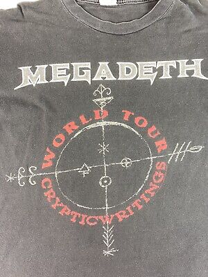 Vintage 90s Megadeth Cryptic Writings T Shirt World Tour Metal Band 1997  Tee L