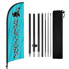 Trendy Boutique Feather Flag with Pole and Ground Stake 8Ft Advertising Sign