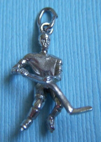 Vintage hockey player sterling charm