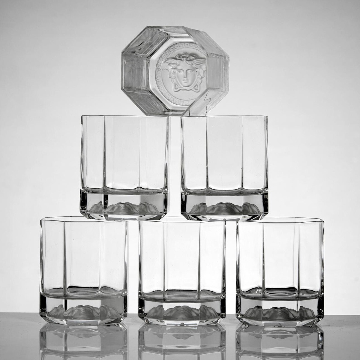 Versace Medusa Lumiere Clear Whiskey DOF Double Old Fashioned Set