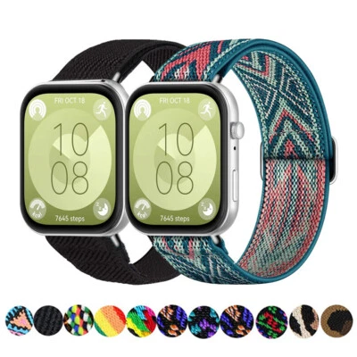 SAMSUNG Ersatzband für Huawei Watch Fit 3 Nylon Klett anschmiegend elastisch Armband Fit