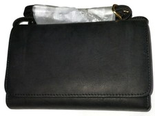 Rolfs' Genuine Leather  Clutch Purse / Mini Bag Organizer W/strap, Black.