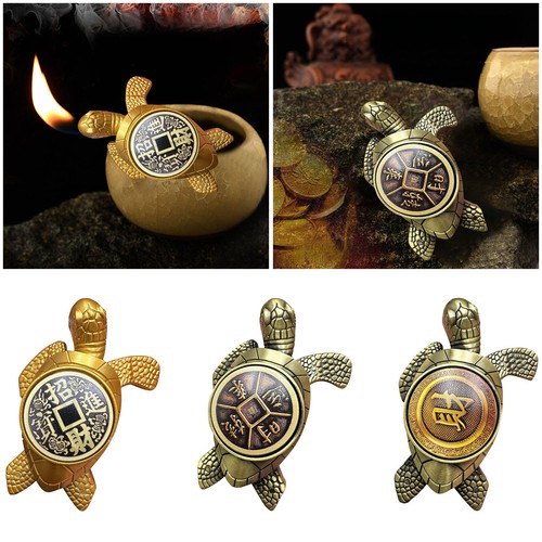 1pc Lucky Turtle Lighter with Chinese Coin Design - Refillable, Adjustable Flame