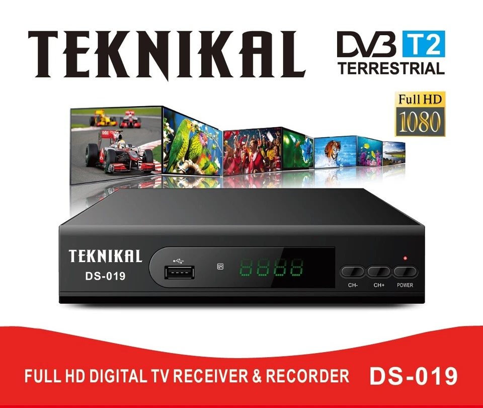 UK Freeview HD Set Top Box plus RECORDER Digital TV Receiver Box & USB Buchse