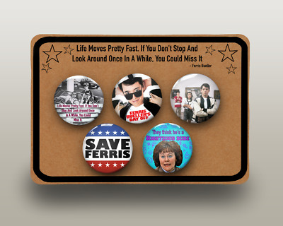 Ferris Buellers Day Off Pin Anstecker 5er Set | 80er Filme | Retro Geschenk | 80er