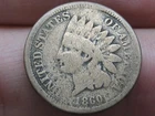 1860 Copper Nickel Indian Head Cent Penny- Rounded Bust- Good Details