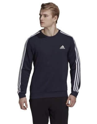 adidas Men's 3-Stripes French Terry Sweatshirt Navy Blue Size: L