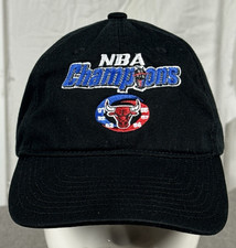 Chicago Bulls Hat Mitchell  Ness Strap Back Cap NBA Champions Black Mens OSFA