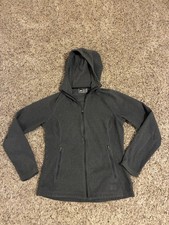 REI Women's Dark Grey Fleece Hooded Fitted Zip Up Jacket Size S