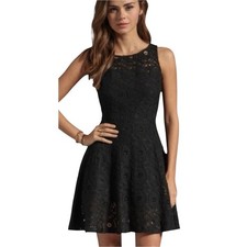 BB Dakota Renley Lace Fit and Flare Dress Sleeveless Fit And Flare, Black, Sz 12
