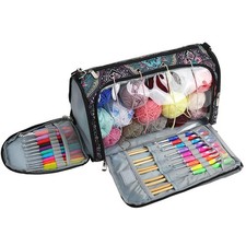 Knitting  Crochet Bag with Zipper, Travel Knitting Bag Yarn Storage for Carr...