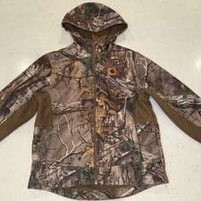 Carhartt Youth Small 7/8 Soft Shell Camo Hooded Jacket Coat Windbreaker