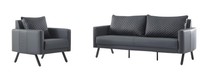 Graue Ledergarnitur Moderner 3-Sitzer Stilvolles Ledersofa Sessel