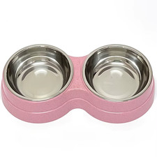 1 PCS Dual Bowl Stainless Steel Double Pet Bowls for Dogs and Cats - Non-Skid Ba