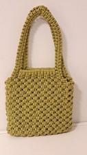 Vintage BOHO Olive Macrame Double Handle Bag