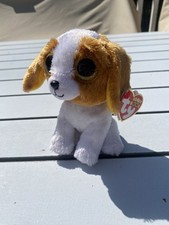 Ty Beanie Boos Puppy Dog COOKIE 6" Glitter Eyes Plush Stuffed w/ Tag Brown White
