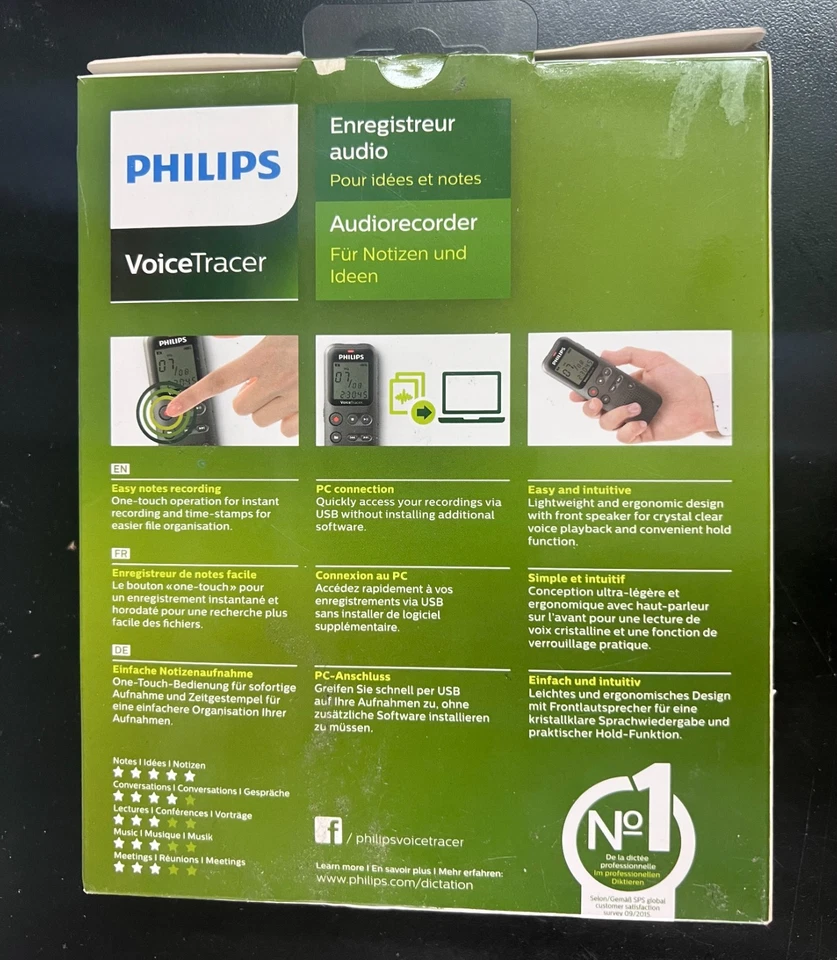 Philips VoiceTracer Digital Voice Recorder 4GB DVT1110 6304 - Image 2 of 3