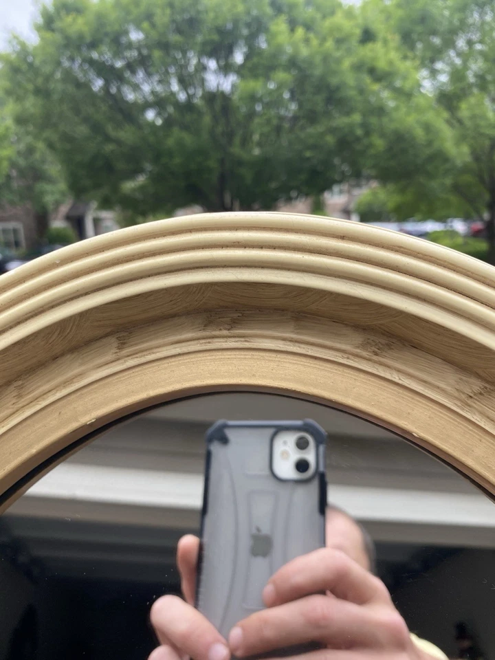 Винтажное овальное настенное зеркало с деревянной рамой - стиль французского кантри / Луи-Филиппа - Изображение 3 из 4