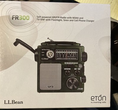 LL BEAN ETON FR300 SELF POWERED MULTI-PURPOSE AM/FM/TV-VHF NOAA RADIO OPEN BOX