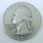 1943 WASHINGTON QUARTER - 90% SILVER - CIRCULATED COIN #5387