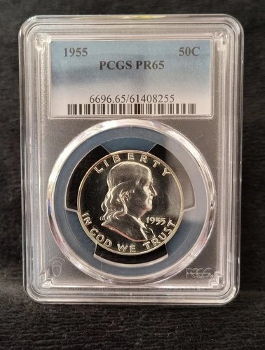 1955 Proof Franklin Silver Half Dollar 50C PCGS PR 65