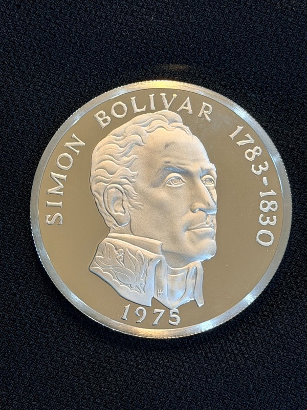1975 Panama 20 Balboa Simon Bolivar Proof .925 Silver-Very Low Mintage 62000