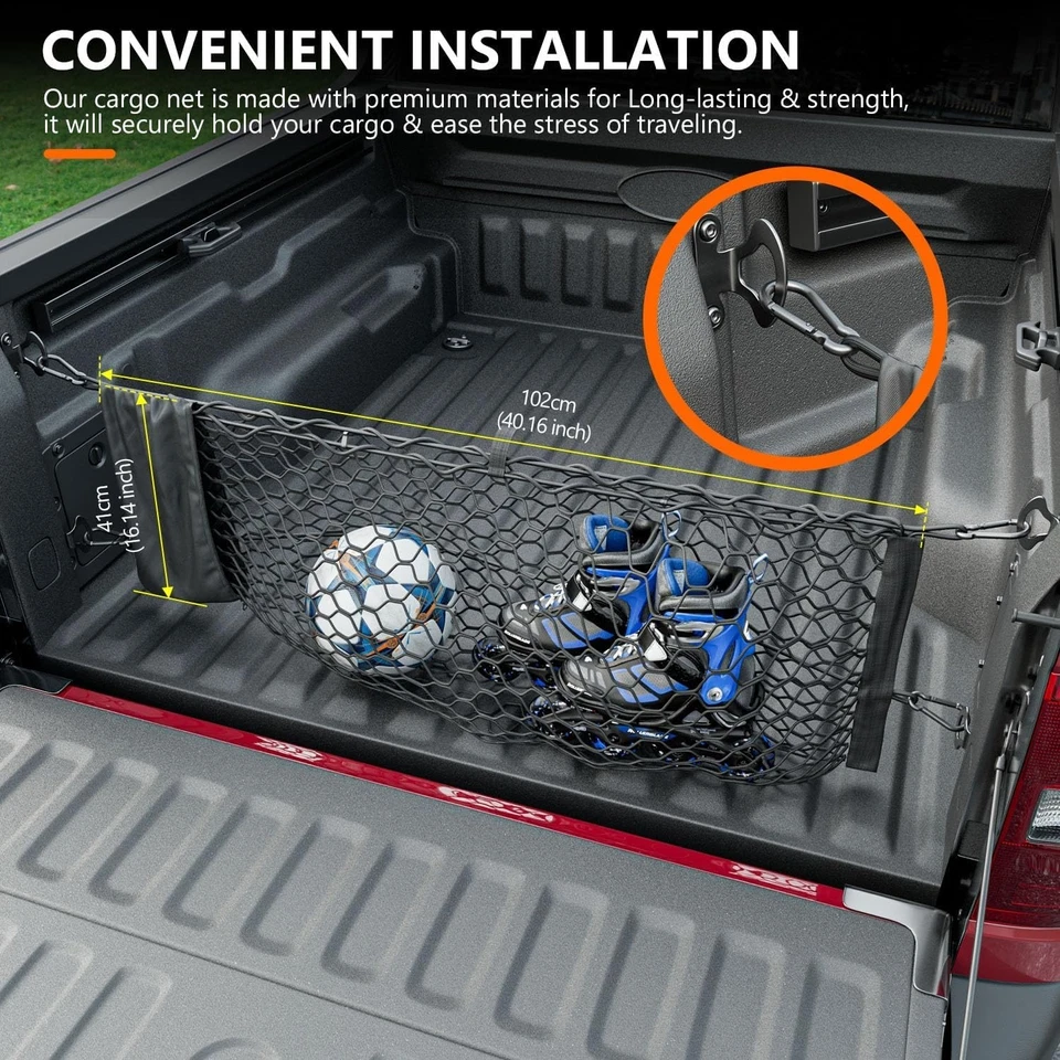 Cargo Storage Net Truck Bed Cargo Net 40.16''x16.14'' For 22-2025 Ford Maverick Foto 2 de 4