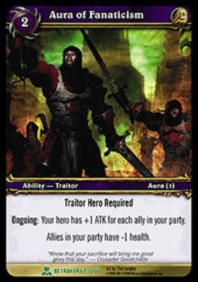 Moderate Play WoW TCG Aura of Fanaticism Servants of the Betrayer World of Warcr