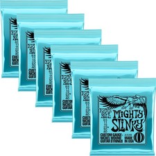 6-Pack Ernie Ball 2228 Mighty Slinky Nickel Electric Guitar Strings, 8.5-40