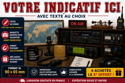 Magnet Radioamateur Personnalisé Votre Indicatif HAM Radio 90x65 mm Frigo - Photo 1/4
