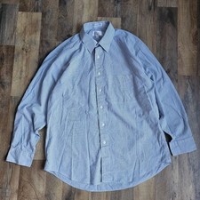 Botany 500 Men's Dress Shirt 16.5 32/33 Blue White Stripe Single Needle...