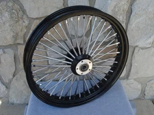 23 X 3.5" BLACK 48 FAT KING SPOKE DUAL DISC FRONT WHEEL 00-07 HARLEY TOURING