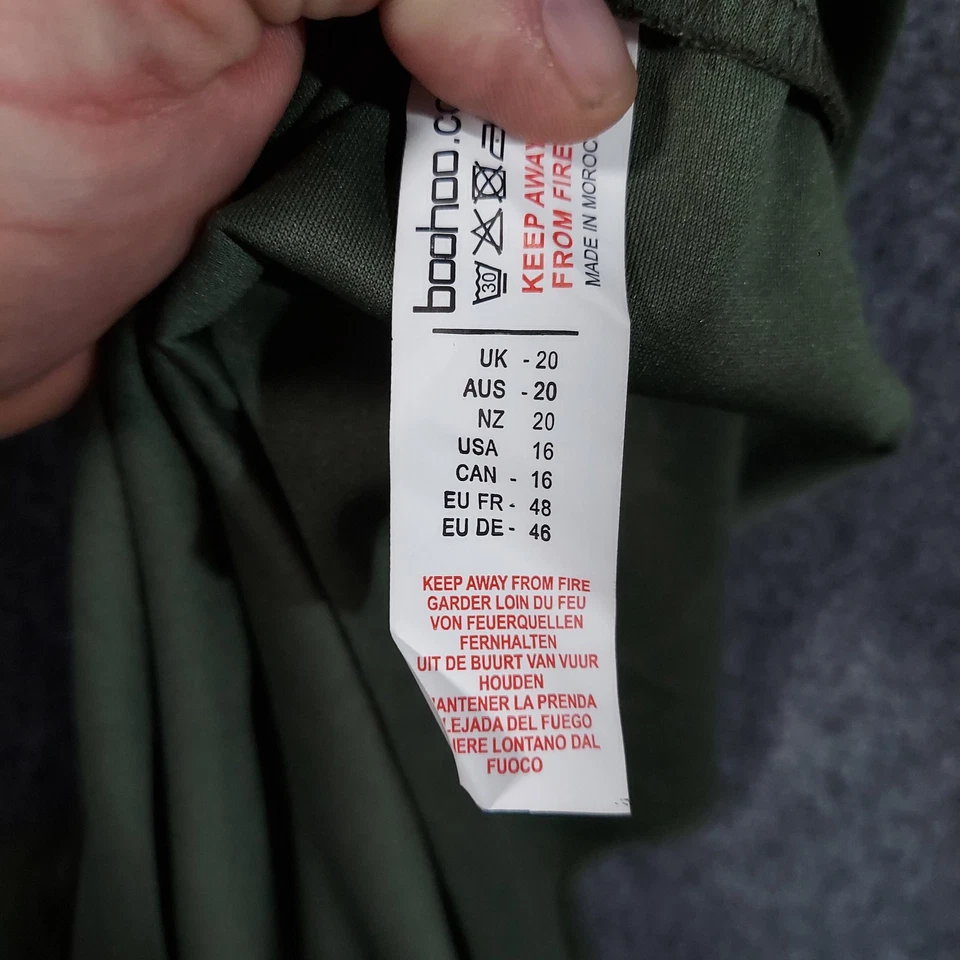 Falda Boohoo Mujer 16 Verde Oliva Botón Delantero Tirantes Línea A Talla Grande 48 46 Foto 4 de 4