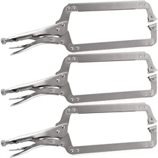18" C-Clamp Locking Pliers W/Swivel Pads Heavy Duty Vise-Grip Welding Pliers 3Pc