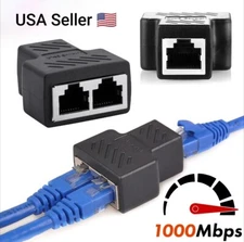 RJ45 Splitter Adapter 1 to 2 Ways Dual Female Port CAT6/5/7 LAN Ethernet Cable