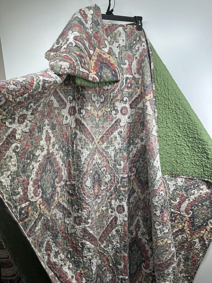 Edredón Edredón Damasco Cachemira + Funda de Almohada Talla 82”x64” Doble Verde Doble Cara Foto 2 de 4