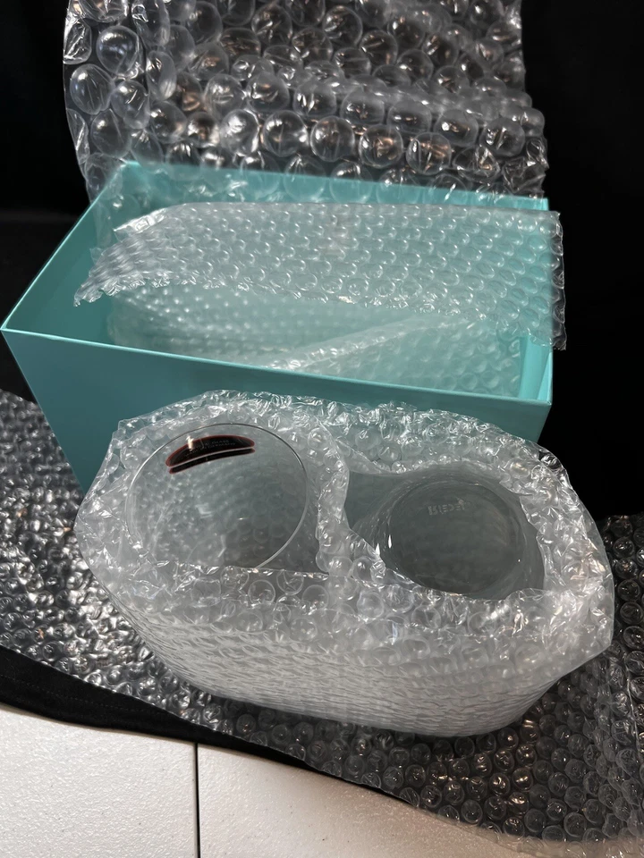 TIFFANY & Co Vaso Cabernet Cristal Juego De 2 NUEVO En Caja SIN USAR RIDEL Foto 3 de 4