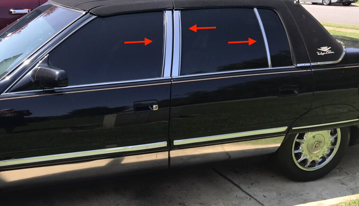 1994-1999 Cadillac Deville 6Pc Chrome Pillar Post Stainless Steel